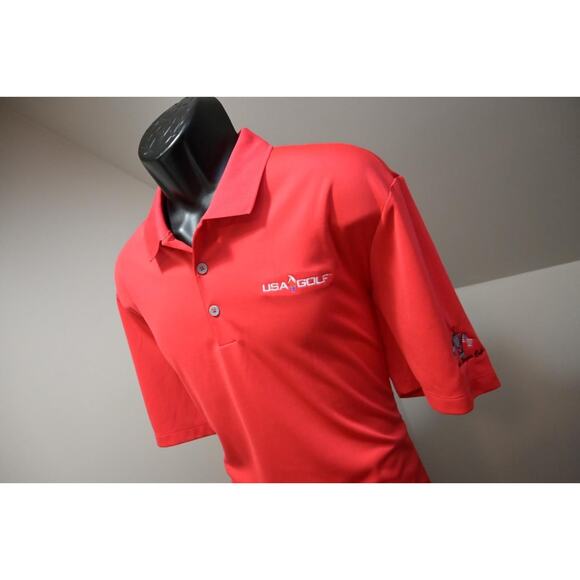 Adidas Golf Polo USA Golf Athletic Red Short Sleeve Shirt Mens Size XL - Picture 1 of 10